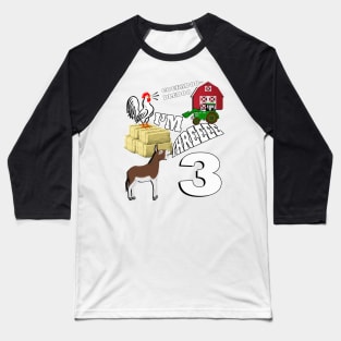 Birthday 3 Year Old Farm Theme Birthday Cards & Party Gifts Baseball T-Shirt